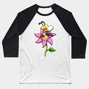Cartoon Bee On Flower Baseball T-Shirt
